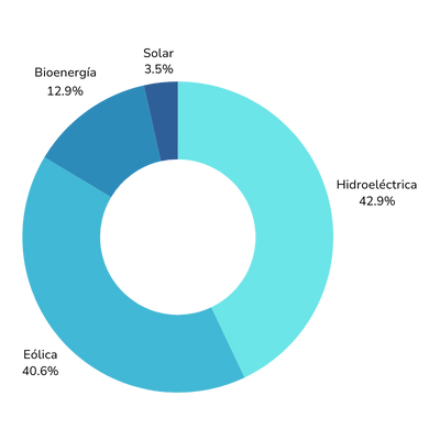 Gráfico con las fuentes de energía renovable en Uruguay