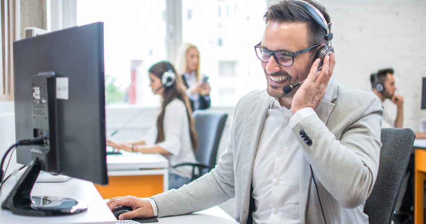 A Man Talking to a customer Scottish Power Customer Service Call-Center