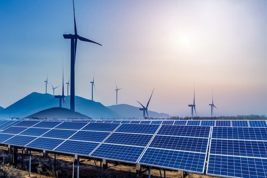 wind mill and solar panel