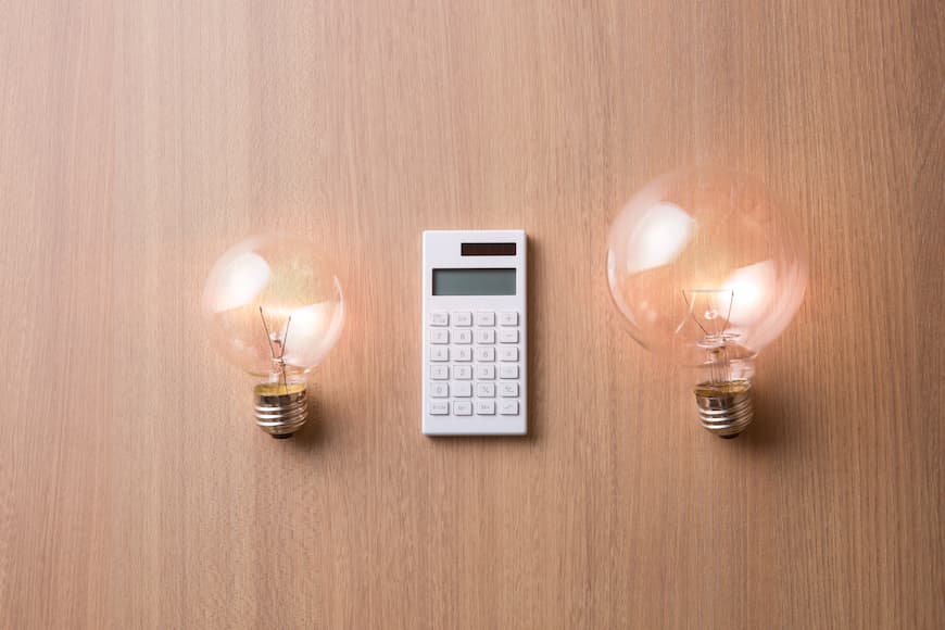 calculator and light bulbs