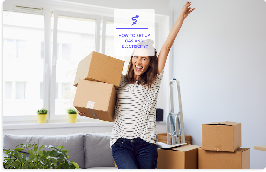 happy woman with moving boxes