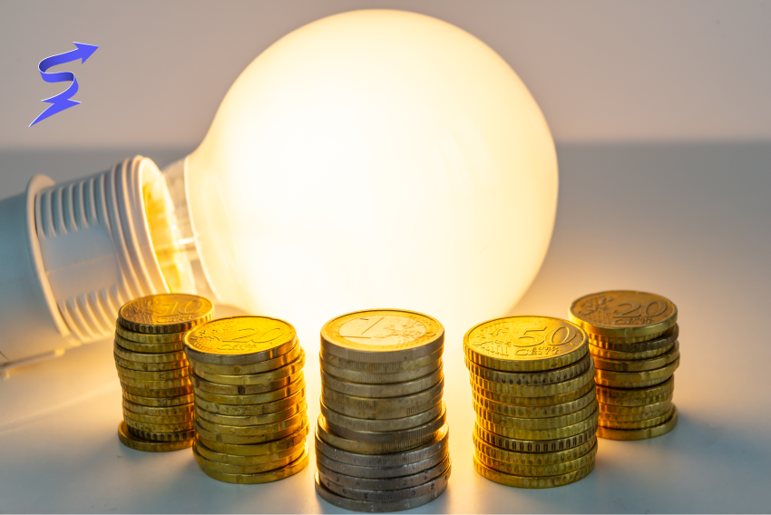coins and light bulb