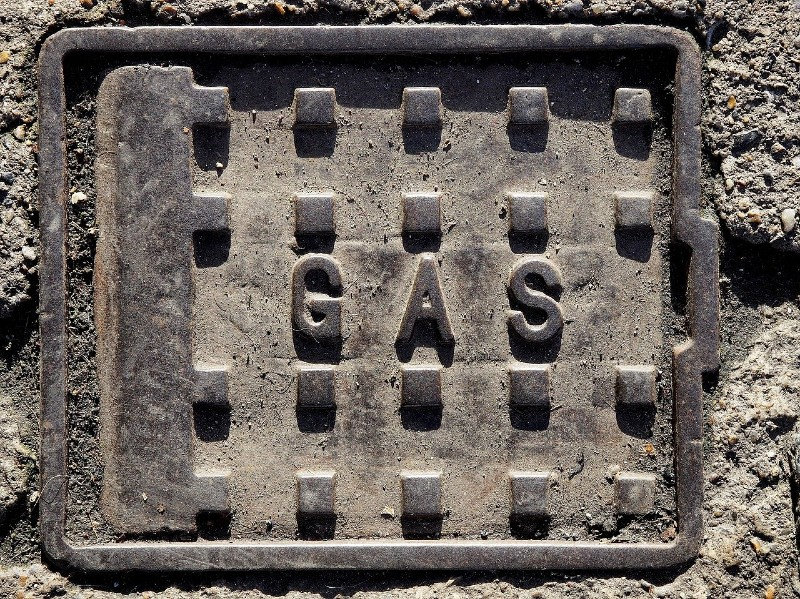 gas sign on street