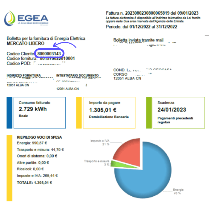 Codice Cliente Egea