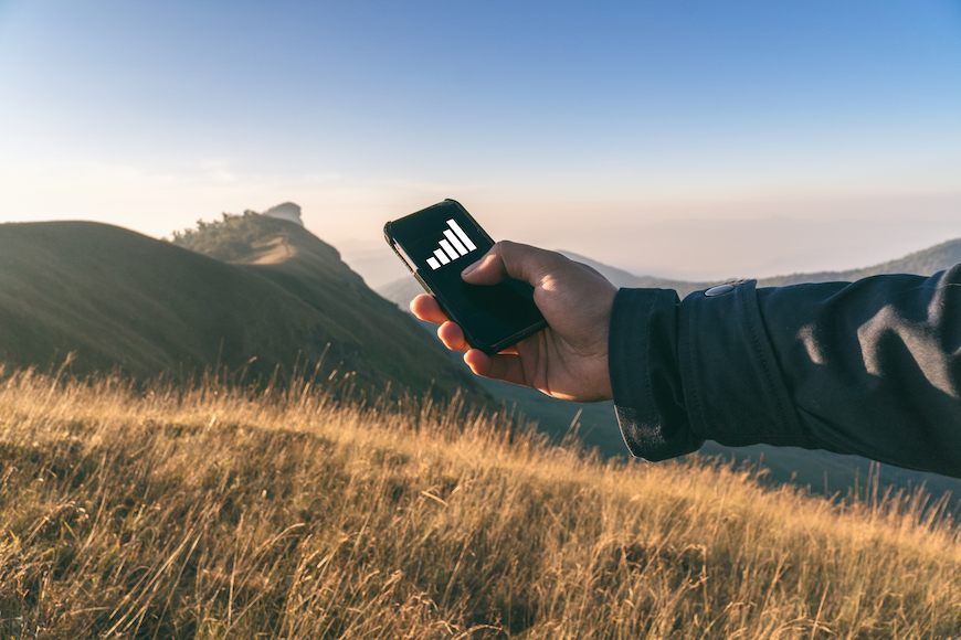 Trying to get signal in the mountains mobile coverage