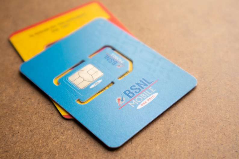 BSNL Mobile SIM kept on a surface