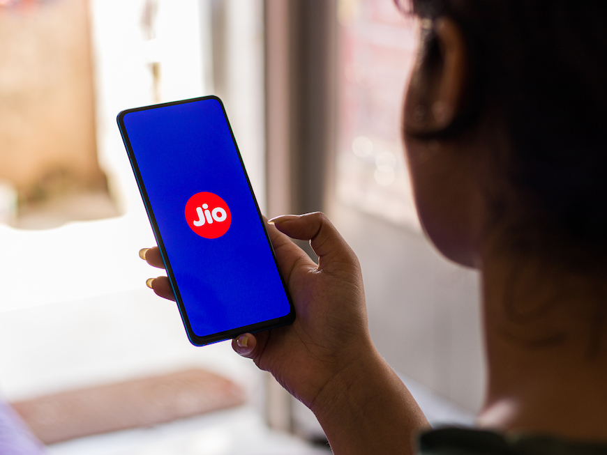 Jio logo on a phone screen