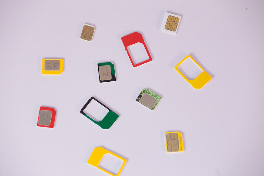Multiple SIM cards on a surface