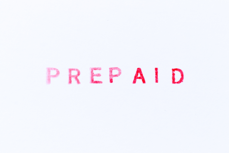 The word prepaid written in red