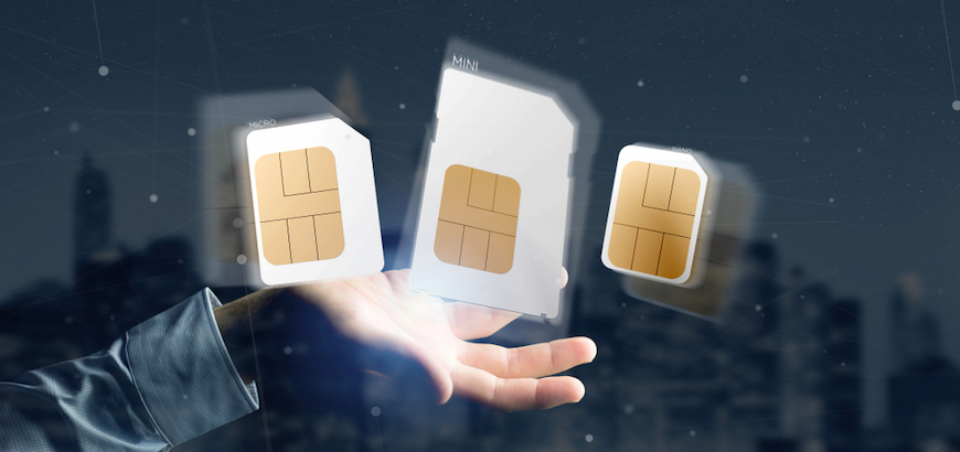 Sim cards hovering in hand