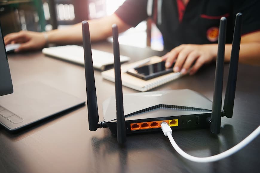 internet router on desk