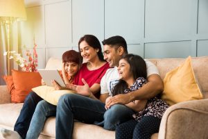 family with nextra broadband connection on ipad