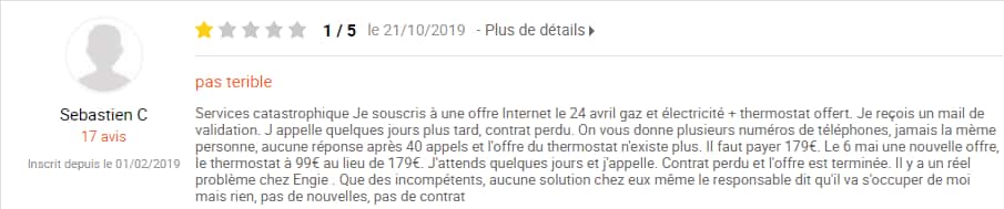 Avis Engie mauvaise expérience