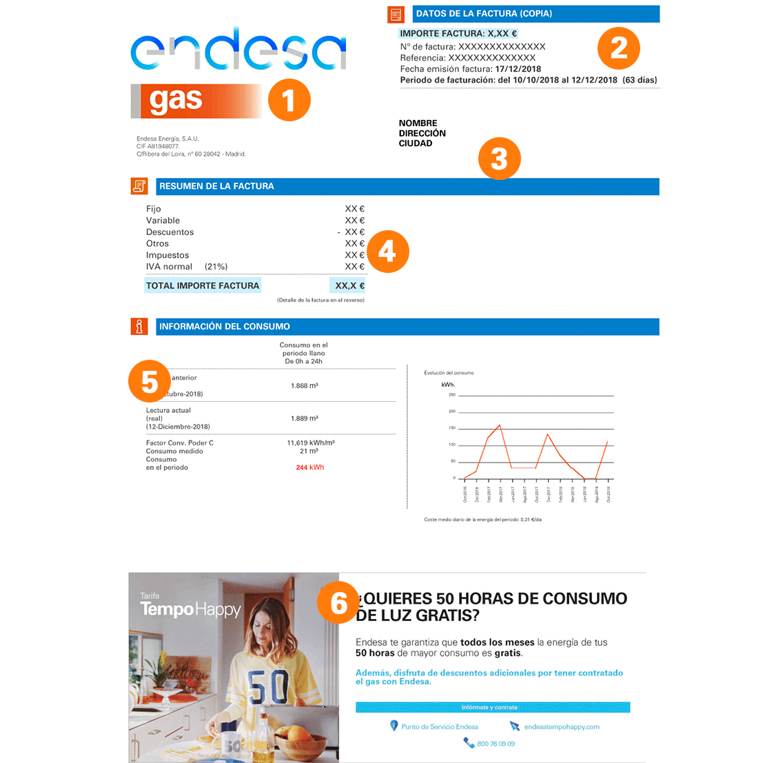 Factura Endesa Gas anverso