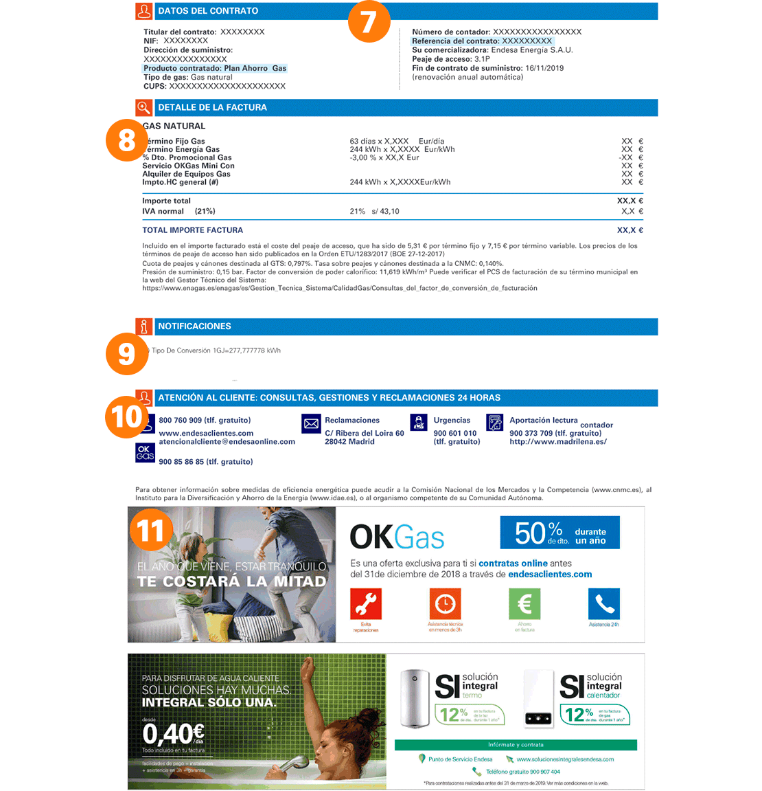 Factura Endesa Gas reverso